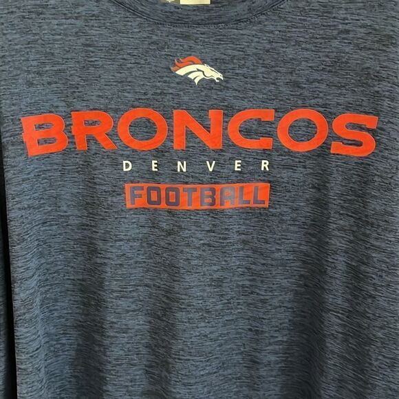 NFL Authentic Denver Broncos Blue T-Shirt TX Cool - Picture 2 of 6